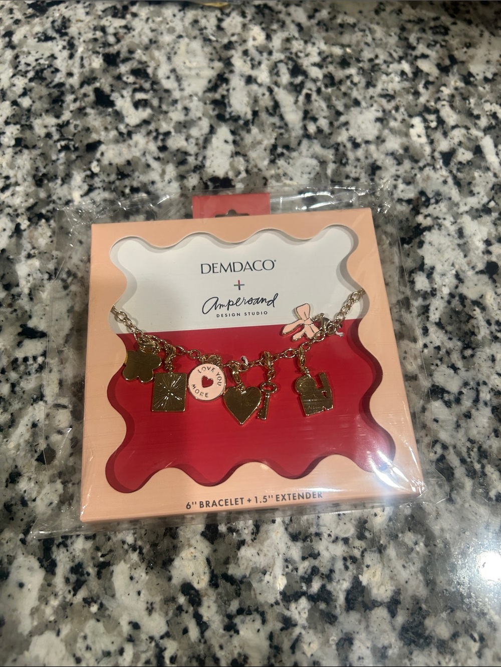 Demdaco Gold Charm Bracelet with Heart, Lock, Key & Token Charms